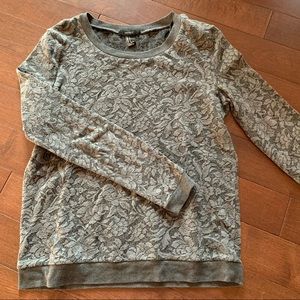 Forever 21 grey flower petal embroidered sweater